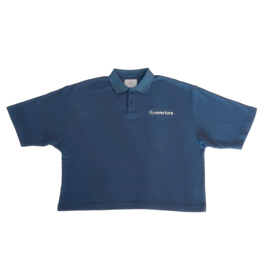 Echo Waffle Knit Polo in Deep Blue
