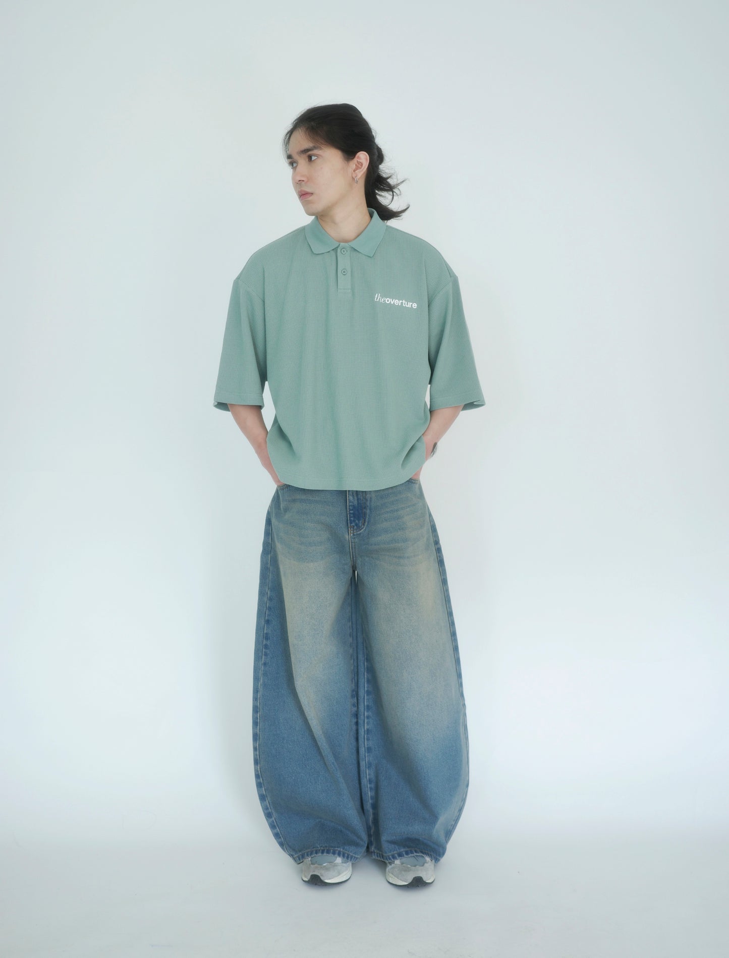 Octave Wide Balloon Jeans in Vintage Blue